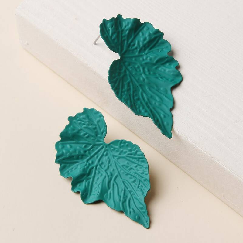 

Leaf Drop Earrings, Green