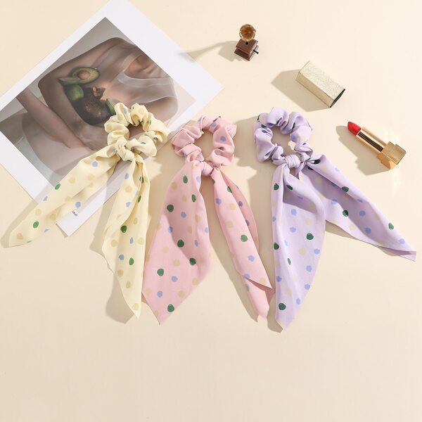 

3pcs Polka Dot Print Hair Tie, Multicolor