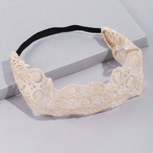 

Embroidery Hair Band, Beige
