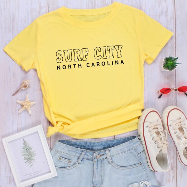 

Letter Graphic Short Sleeve Tee, Yellow
