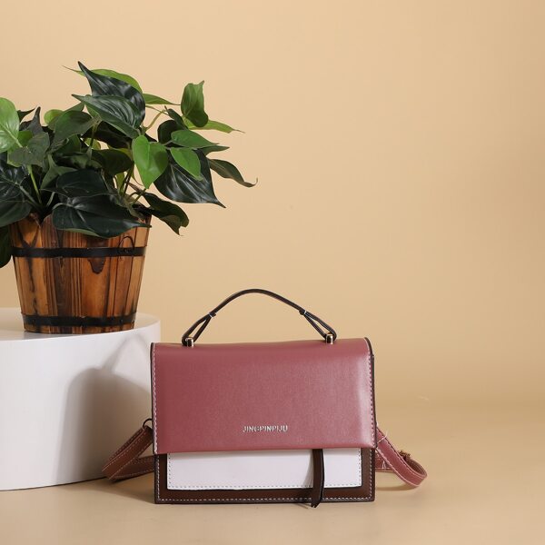 

Color Block Flap Satchel Bag, Multicolor