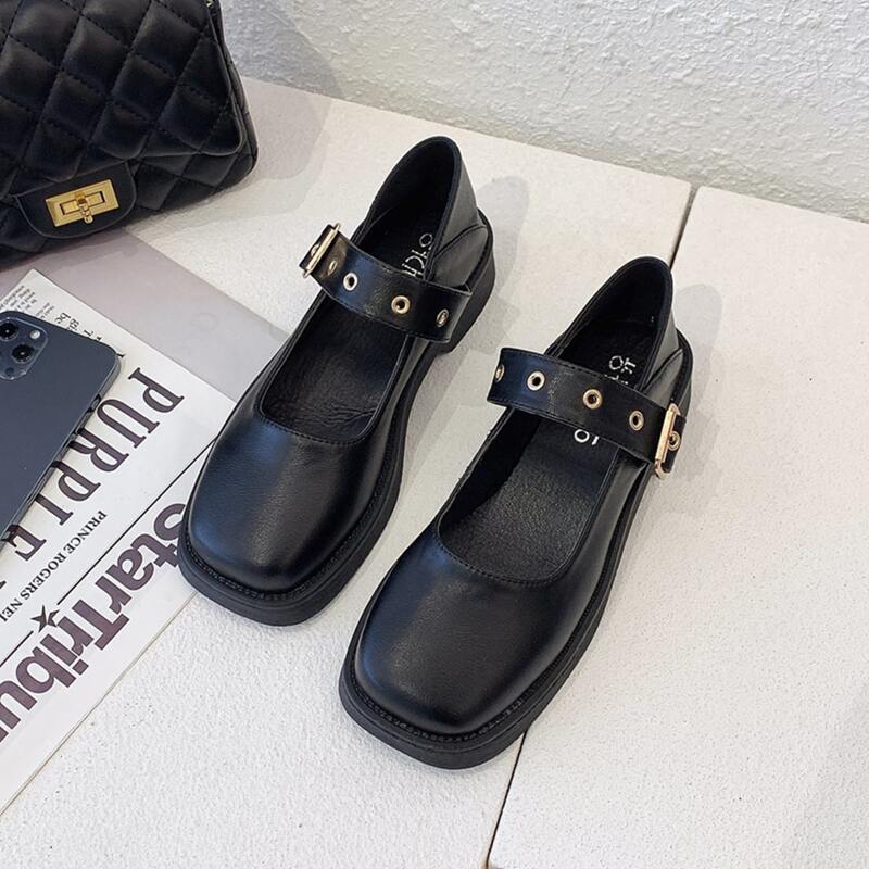 

Square Toe Mary Jane Flats, Black
