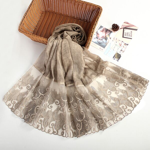 

Contrast Mesh Scarf, Khaki