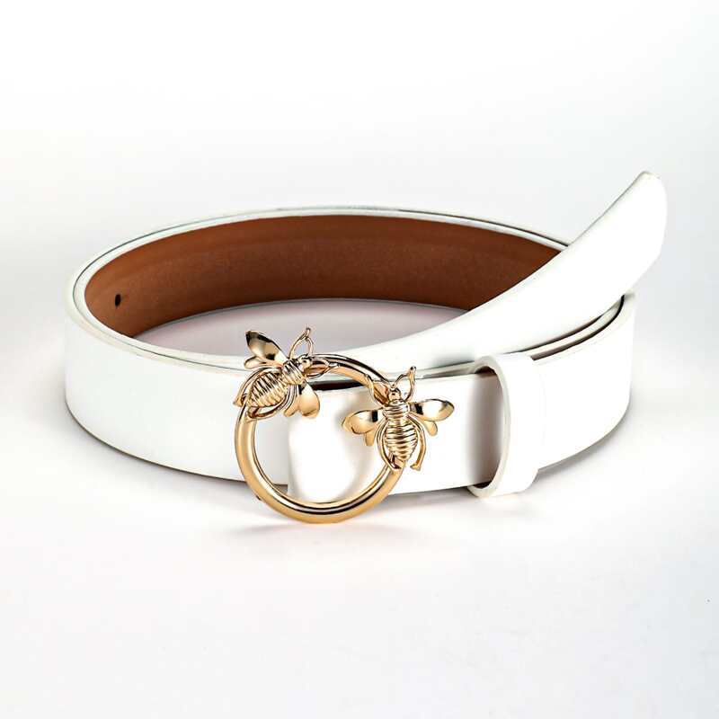 Bee Decor Buckle Belt, White