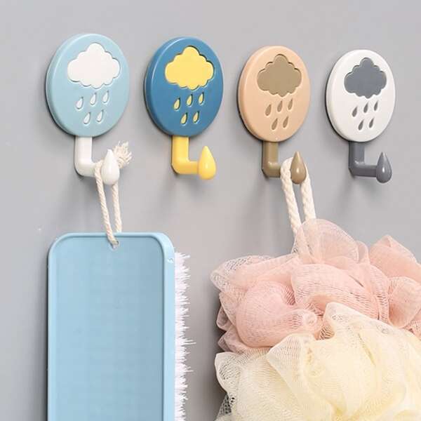

4pcs Cloud Pattern Random Wall Hook, Multicolor