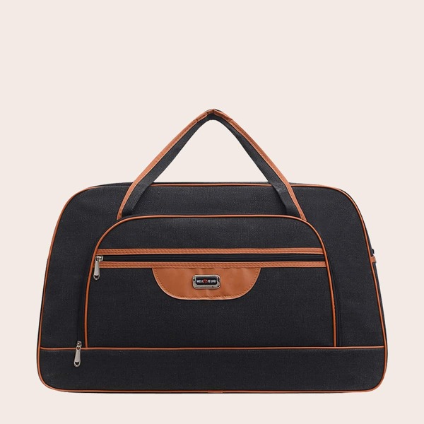 

Men Color Block Large Capacity Travel Bag, Black