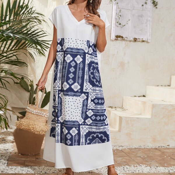 

Платье с принтом пейсли, Белый