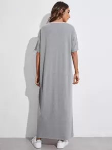 Seusyu 字母圖案雙色洋裝 - 彩色 - 查看 2