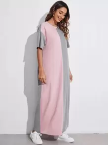 Seusyu 字母圖案雙色洋裝 - 彩色 - 查看 4