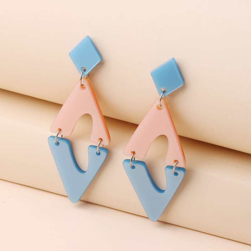 

Colorblock Geo Drop Earrings, Multicolor