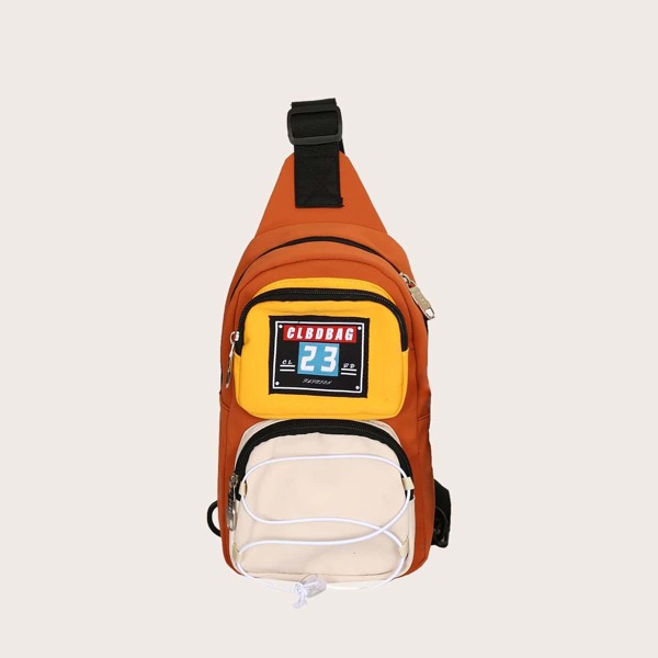 

Men Color Block Sling Bag, Burnt orange