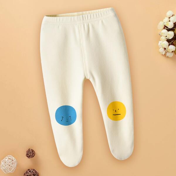 

Baby Girl Cartoon Graphic Footed Pants, Beige