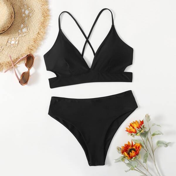 

Plus High Waisted Bikini Swimsuit, Black