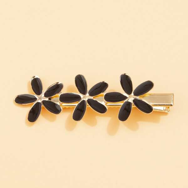 

Flower Decor Hair Clip, Black