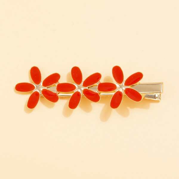 

Flower Decor Hair Clip, Red