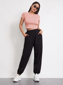 Muchica Rib-knit Crop Top - Baby Pink - View 4
