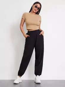 Muchica Rib-knit Crop Top - Khaki - View 4