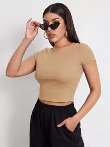 Muchica Rib-knit Crop Top - Khaki - View 6