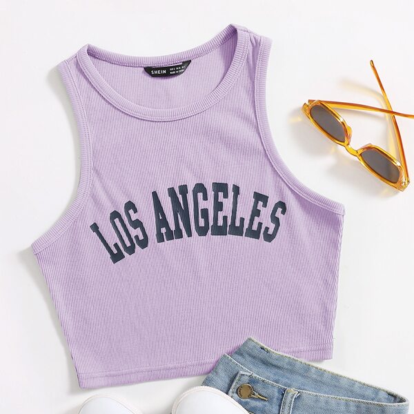 

Letter Graphic Tank Top, Lilac purple