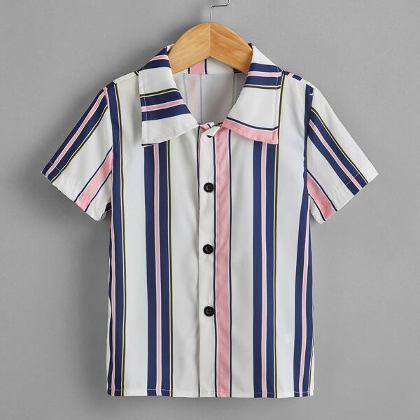 

Toddler Boys Vertical Striped Button Up Shirt, Multicolor