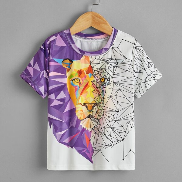 

Toddler Boys Lion And Geo Print Tee, Multicolor