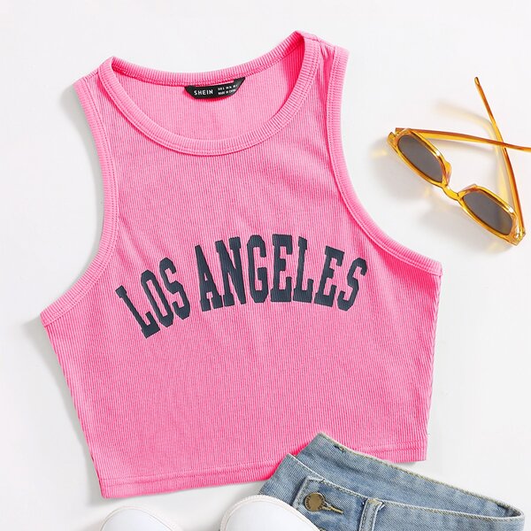 

Letter Graphic Tank Top, Pink
