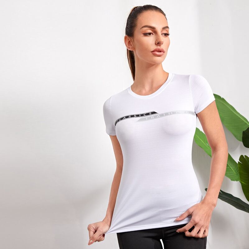 

Letter Graphic Crew Neck Sports Tee, White