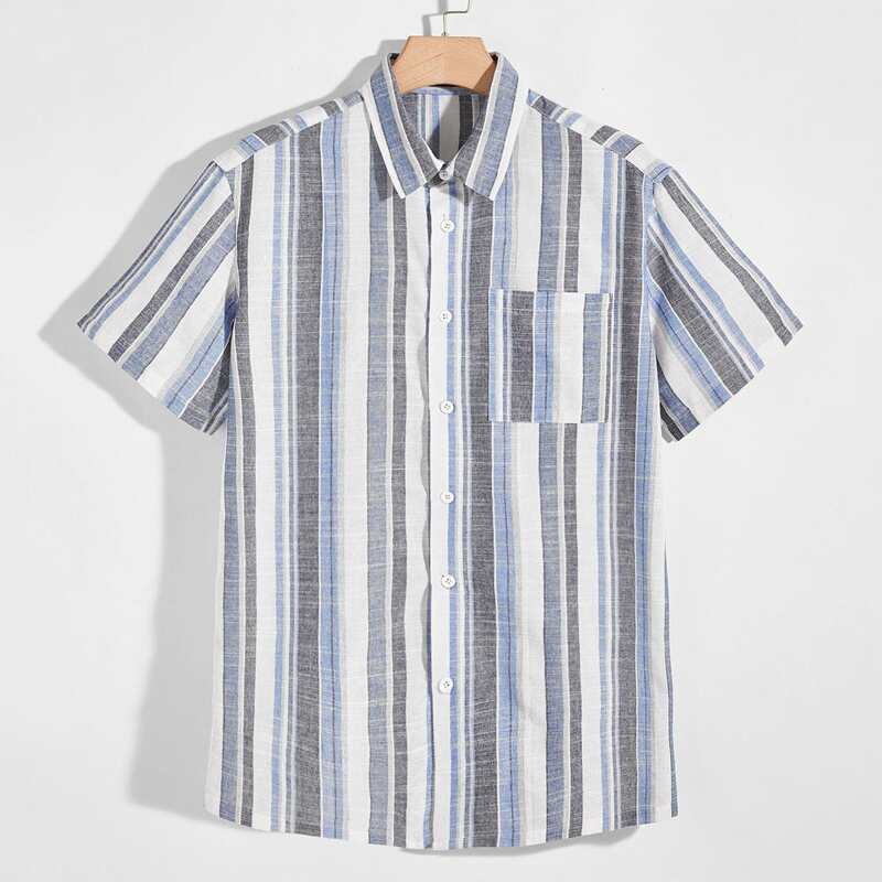 

Guys Patch Pocket Striped Shirt, Multicolor