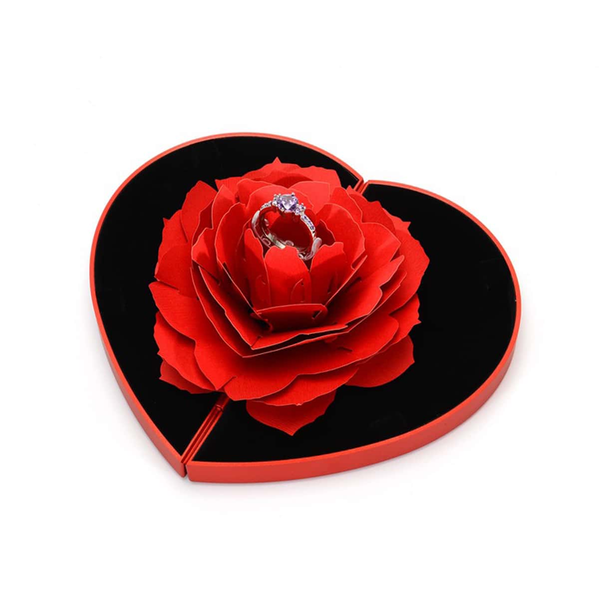

Heart Design Ring Storage Box, Red