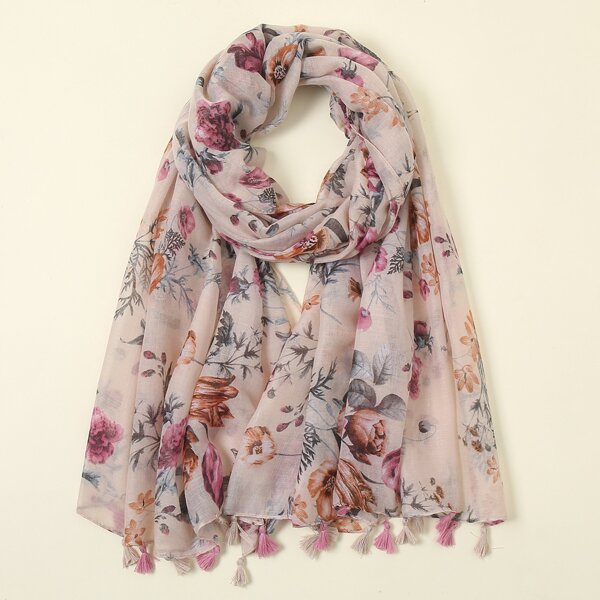 

Floral Print Scarf, Pink