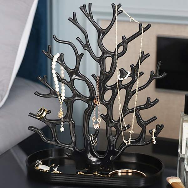 

1pc Coral Shaped Jewelry Display Rack, Black