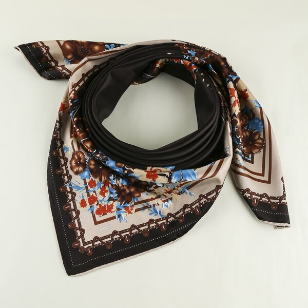 

Floral Print Scarf, Coffee brown