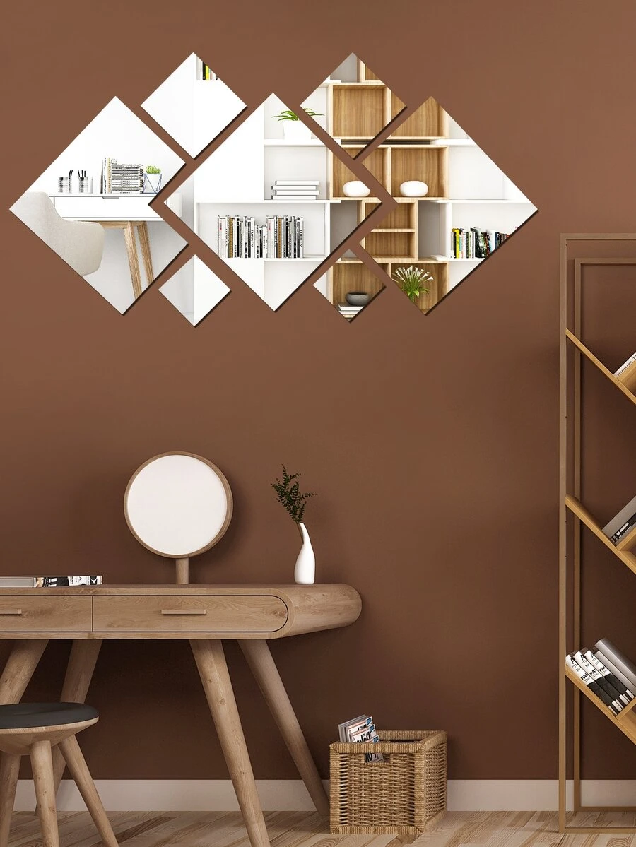 7pcs Square Mirror Surface Wall Sticker SHEIN USA
