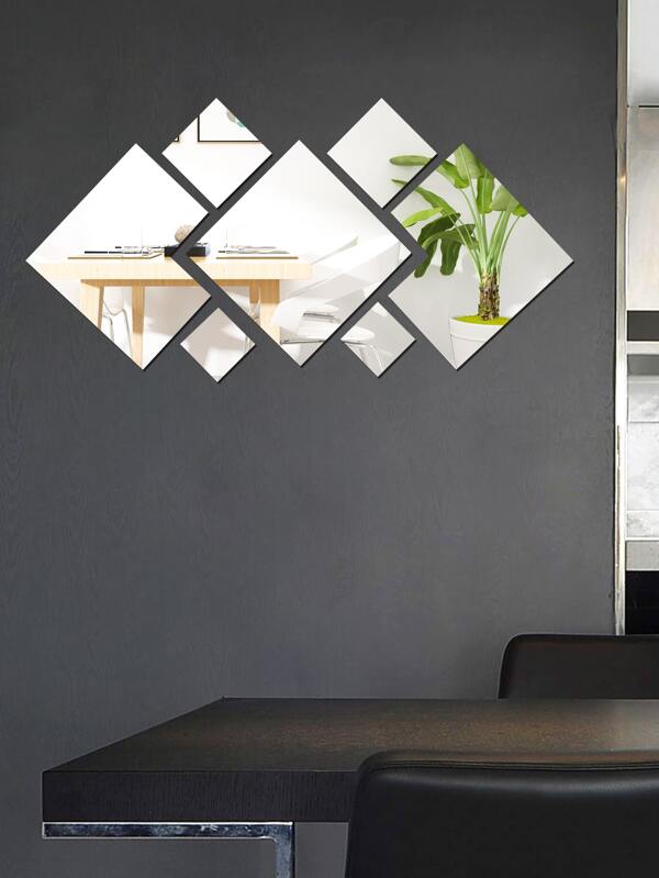 7pcs Square Mirror Surface Wall Sticker SHEIN USA