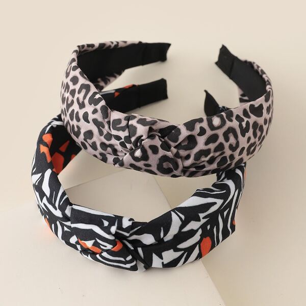 

2pcs Leopard Pattern Hair Hoop, Multicolor