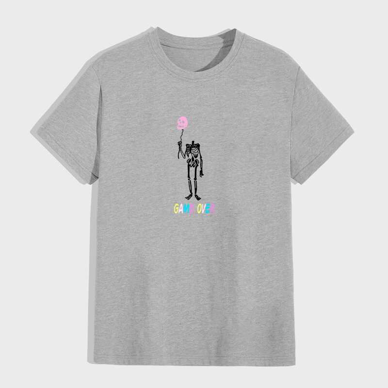 

Guys Letter Skeleton Graphic Tee, Grey