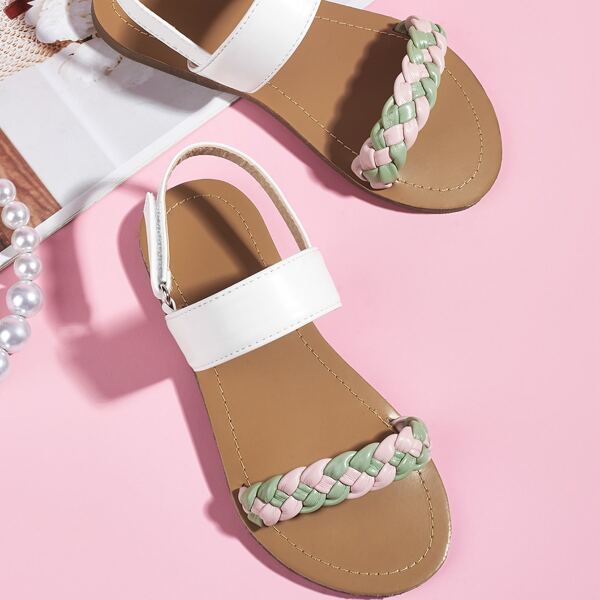 

Toddler Girls Braided Strap Slingback Sandals, White