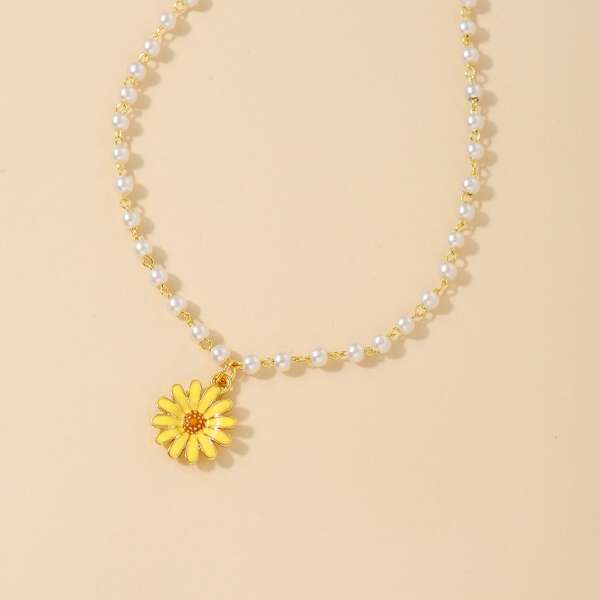 

Flower Charm Necklace, Yellow