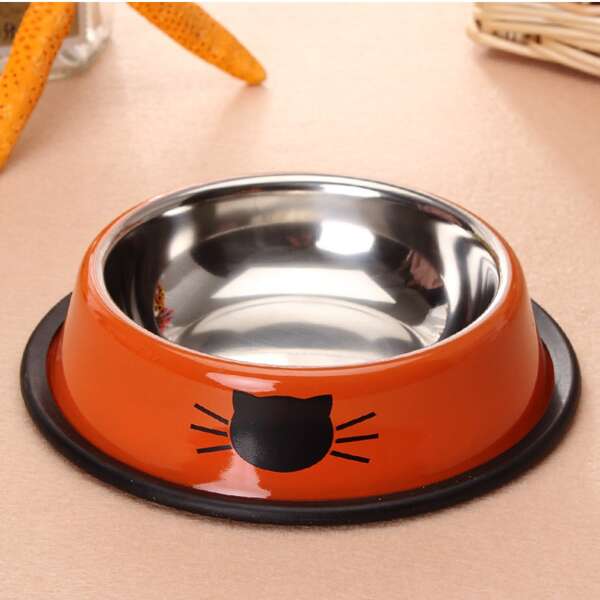 

Cat Print Pet Bowl, Orange