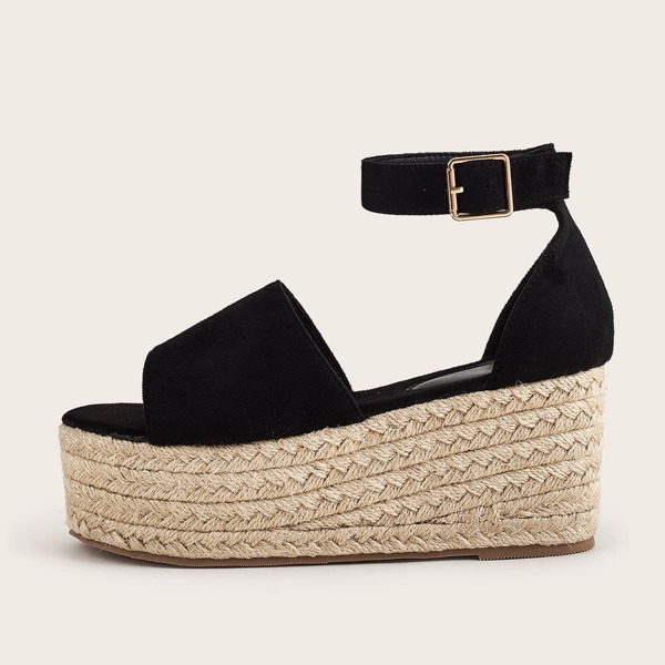 

Ankle Strap Flatform Sandals, Black