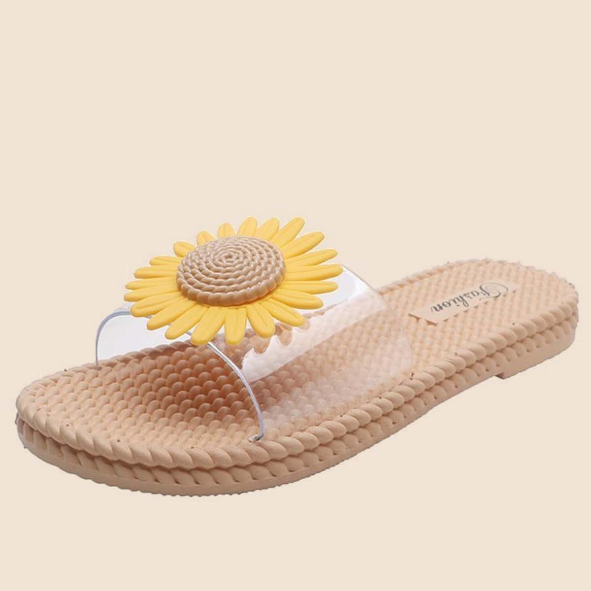 

Floral Clear Band Slide Sandals, Yellow