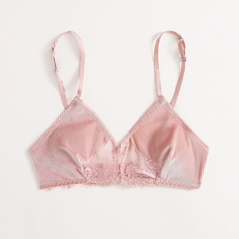 Contrast Lace Bralette, Baby pink