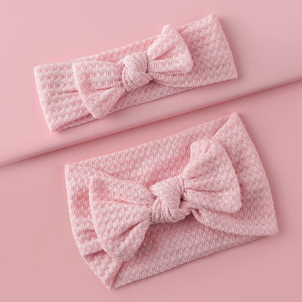 

2pcs Girls Bow Knot Decor Hair Band, Pink