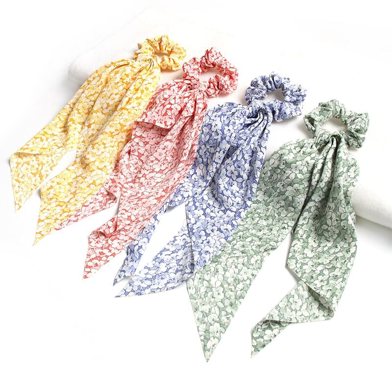 

4pcs Ditsy Floral Pattern Scrunchie Scarf, Multicolor
