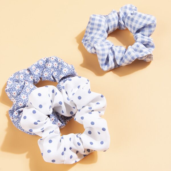 

3pcs Polka Dot Print Scrunchie, Multicolor