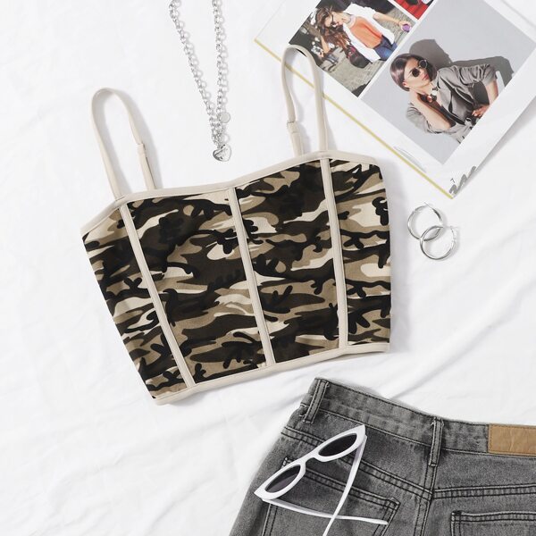 Camo Print Cami Top, Multicolor