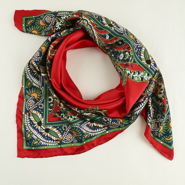 

Paisley Print Scarf, Red