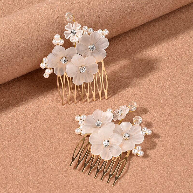 

2pcs Faux Pearl & Rhinestone Decor Hairpin, Gold