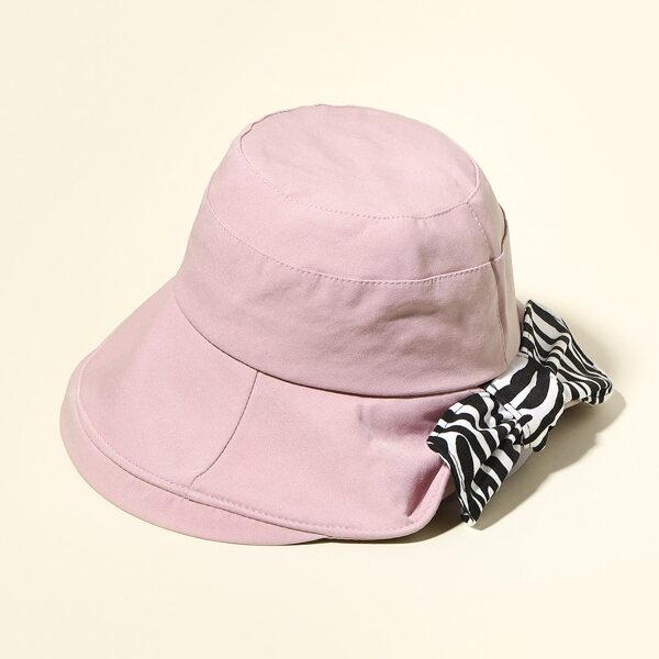 

Bow Knot Decor Hollow Out Hat, Pink