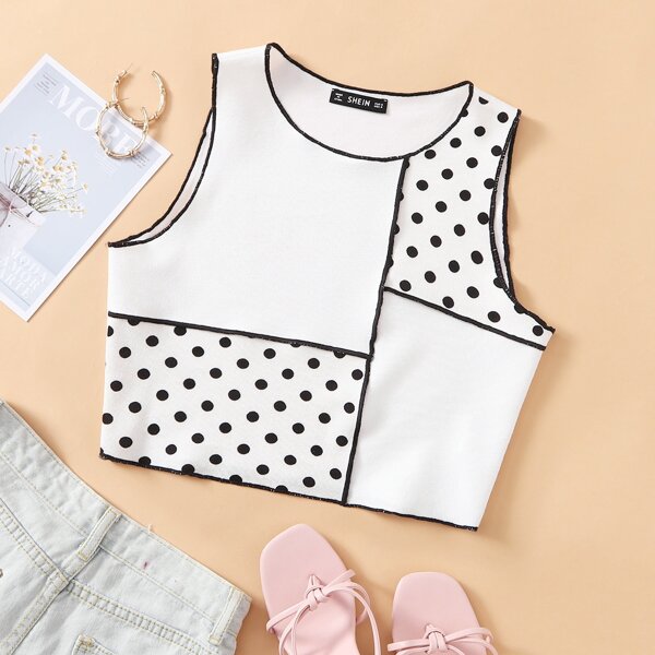

Polka Dot Tank Top, White